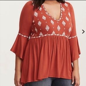 TORRID Super Soft Embroidered Babydoll Tee